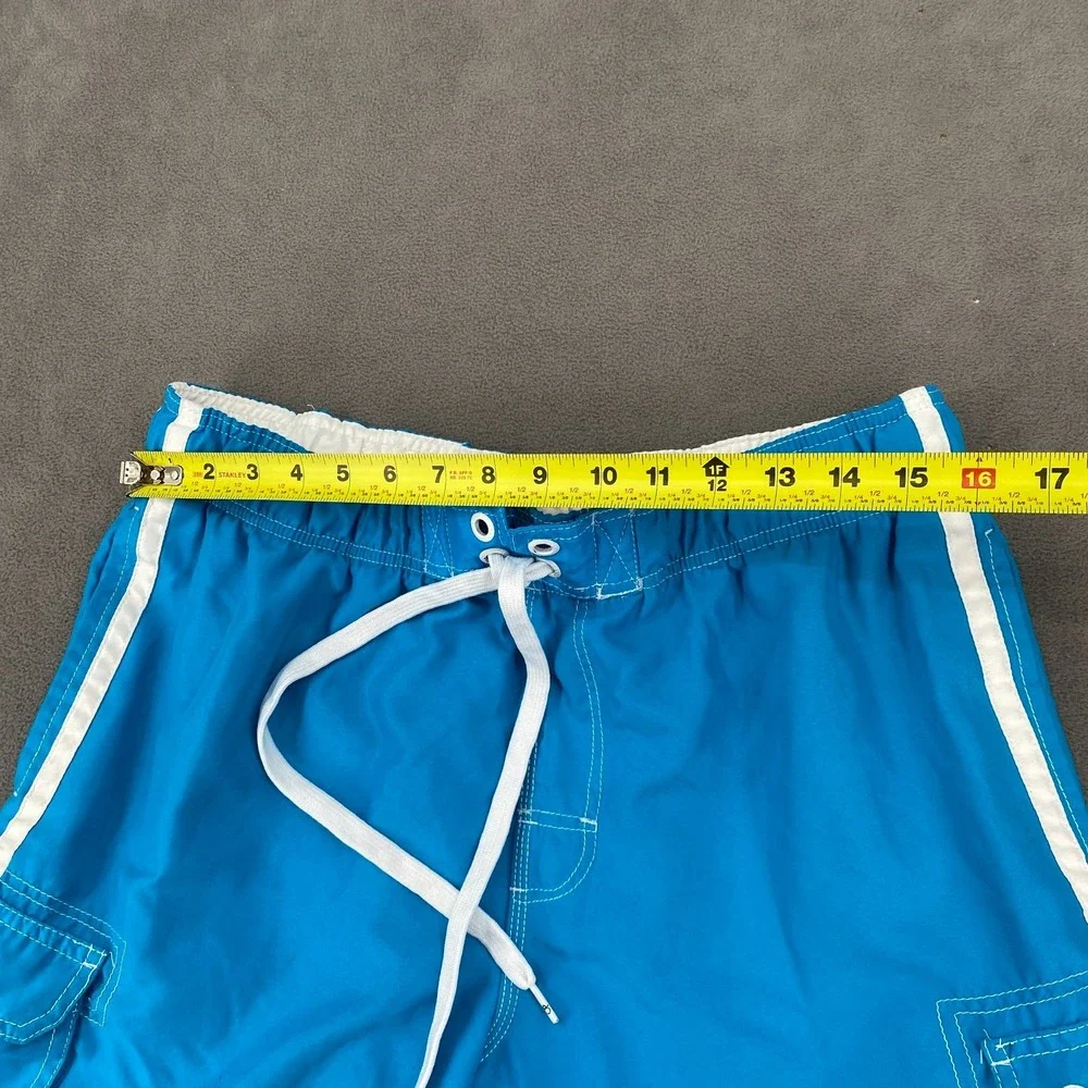 OP Ocean Pacific Board Shorts Men Large Blue Cargo Pocket High Rise Swim Surfing